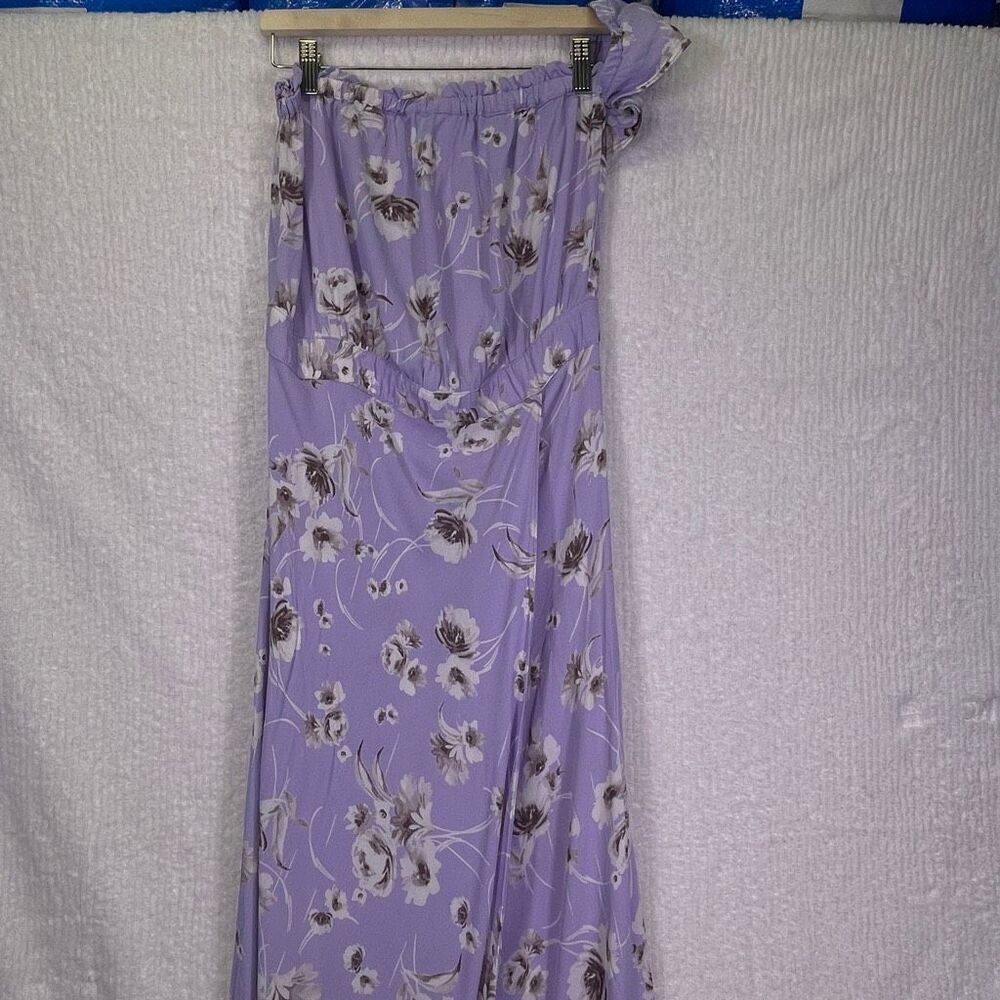 Flynn Skye Lavender Floral Off the Shoulder Morning Bouquet Maxi Dress Size XL